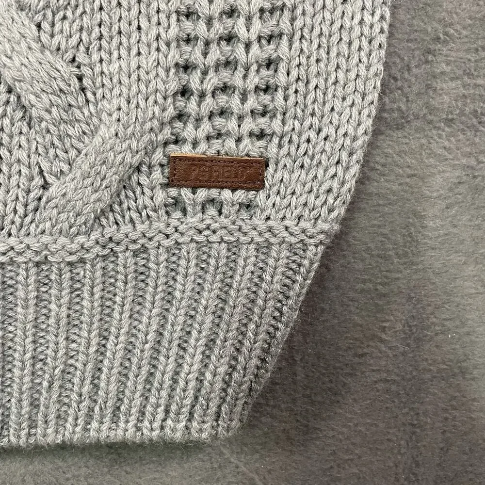 PG Field Sweater Gray Mens XL Knit Cable Crewneck Cotton Outdoor Casual